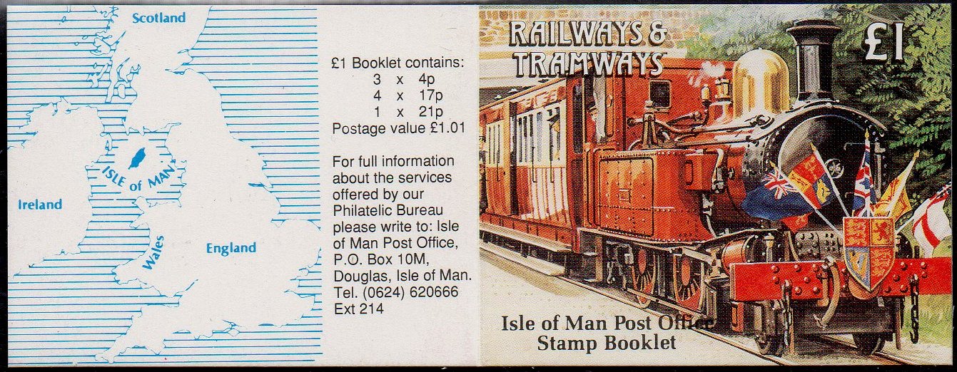 Isle of Man Booklet Stamps Trains 1988-1992